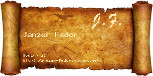 Janzer Fedor névjegykártya